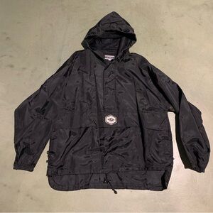 Vintage Ocean Pacific Anorak Windbreaker Jacket Large Black Logo Nylon